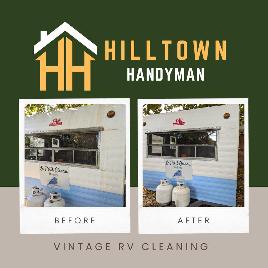 Before and after vintage RV cleaning